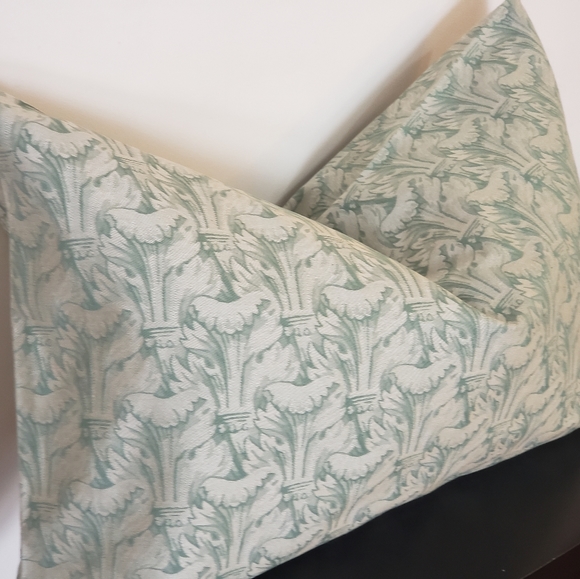 Upholstery Jacquard Sage Green Accent Throw Pillow Cover 26"×16". - Picture 6 of 6